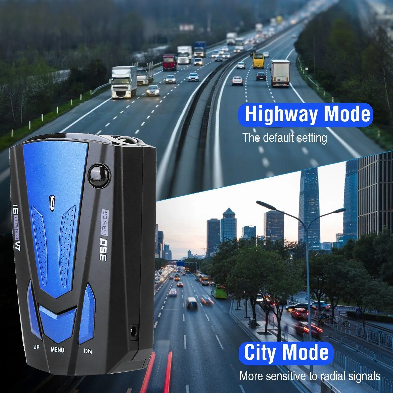 16 Band V7 Speed Safety Voice Alert Car Radar Detector