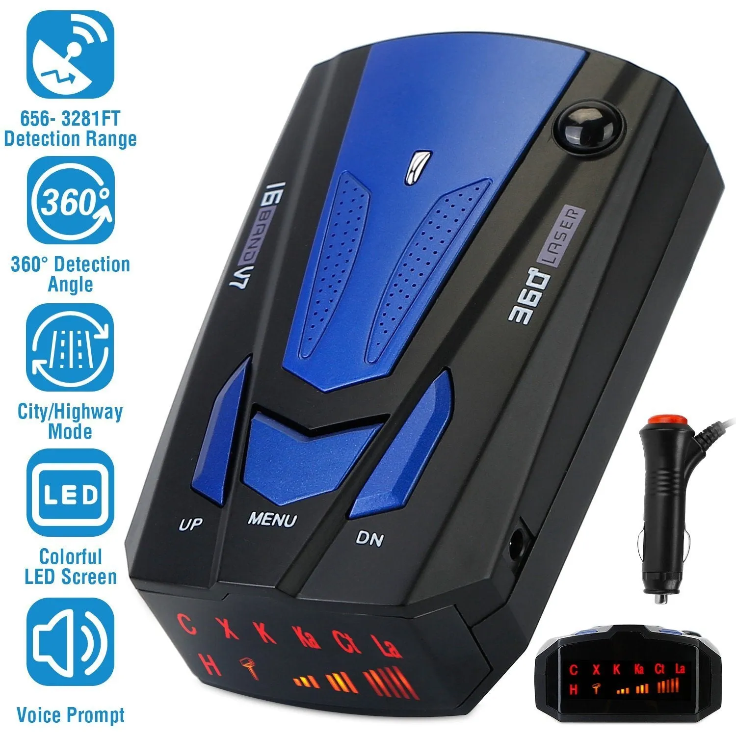 16 Band V7 Speed Safety Voice Alert Car Radar Detector