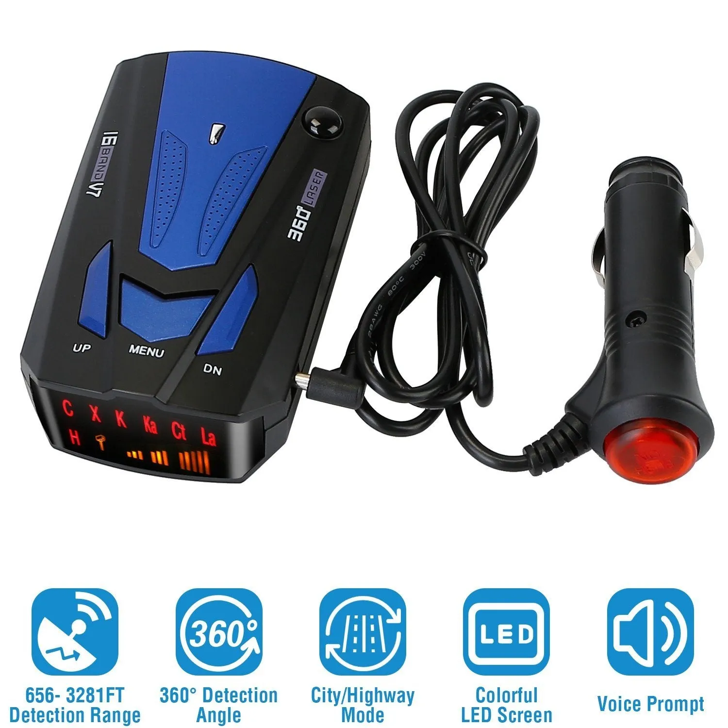 16 Band V7 Speed Safety Voice Alert Car Radar Detector