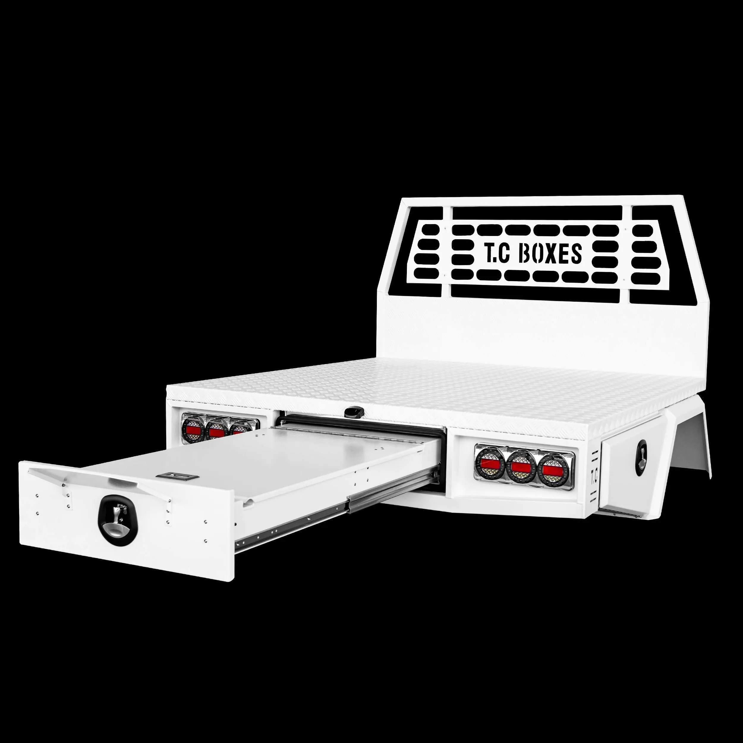 Aluminium Tray w/Headboard 2400mm - White
