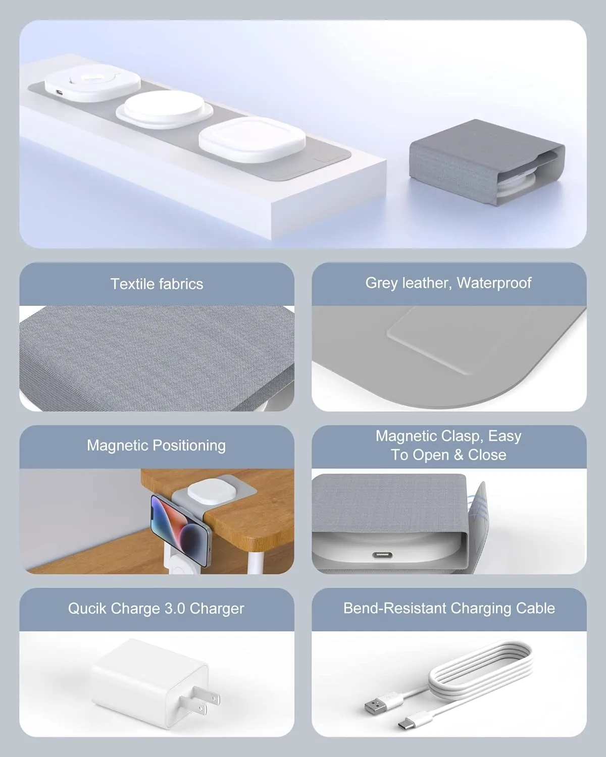 Apple Watch Series Wireless 3 in 1 Magnetic Wireless Charging Station