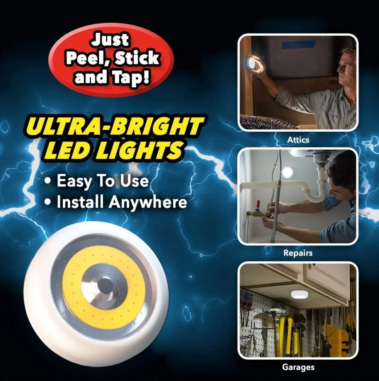 Atomic Beam Tap Lights: Effortless Lighting Solutions (3-Pack)