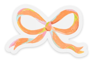 Clear Orange Bow Sticker