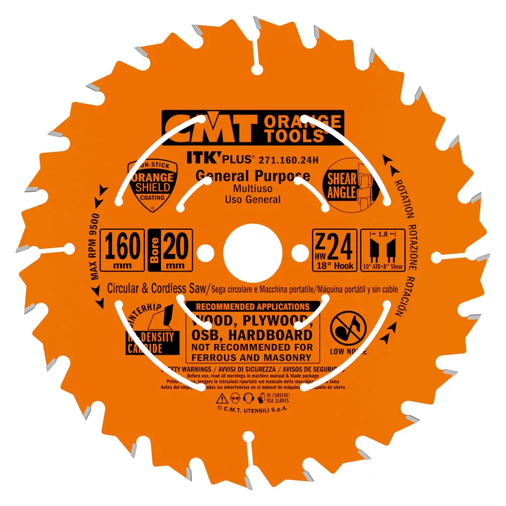 CMT Orange Tools 271.165.24H FAST FRAMING 6-1/2”x20mm( 5/8”)  T=24 ATB SHEAR
