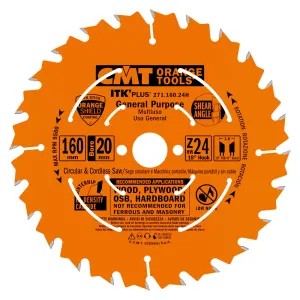 CMT Orange Tools 271.165.24H FAST FRAMING 6-1/2”x20mm( 5/8”)  T=24 ATB SHEAR