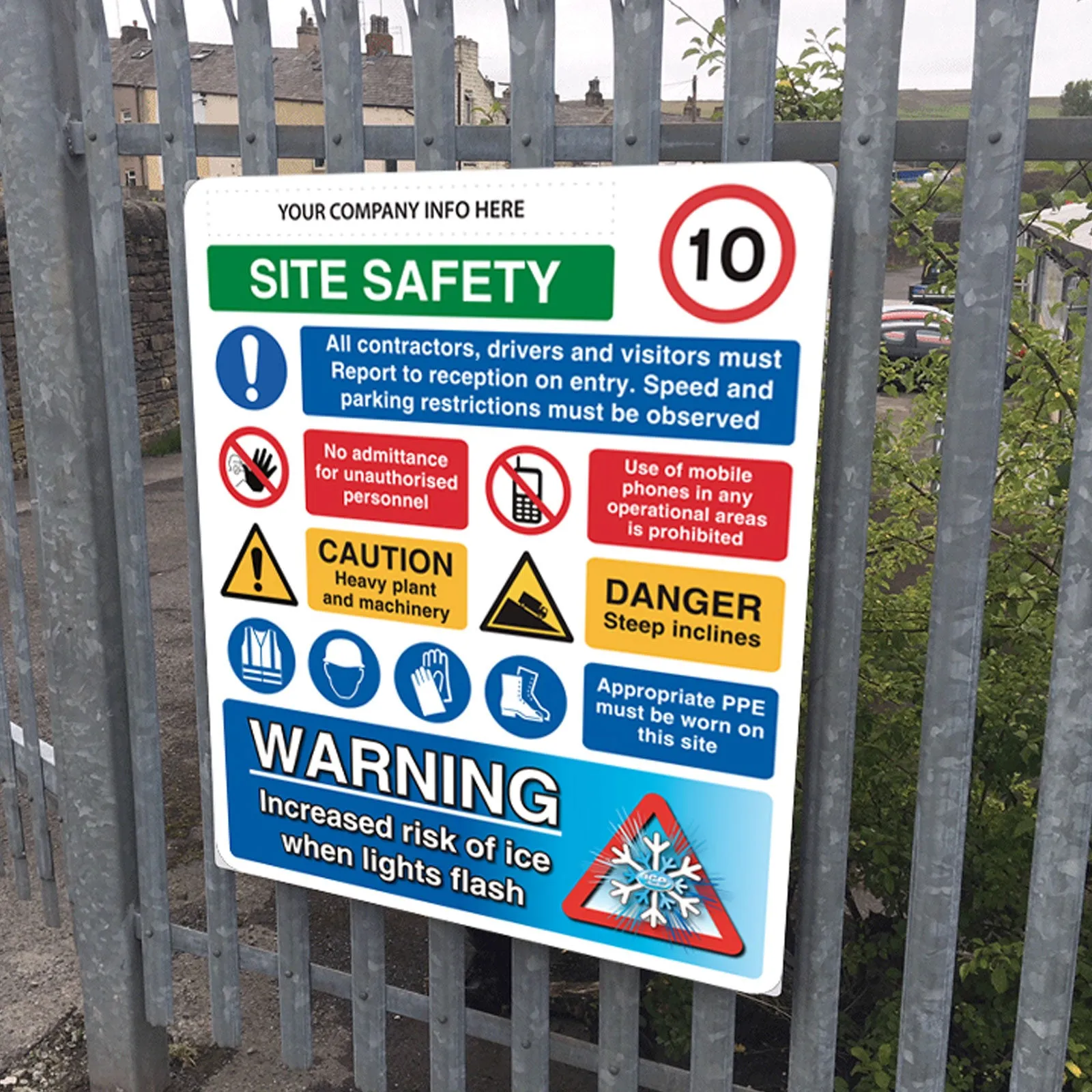 Construction Ice Warning Flashing LED Safety Sign (HS1) - add your logo