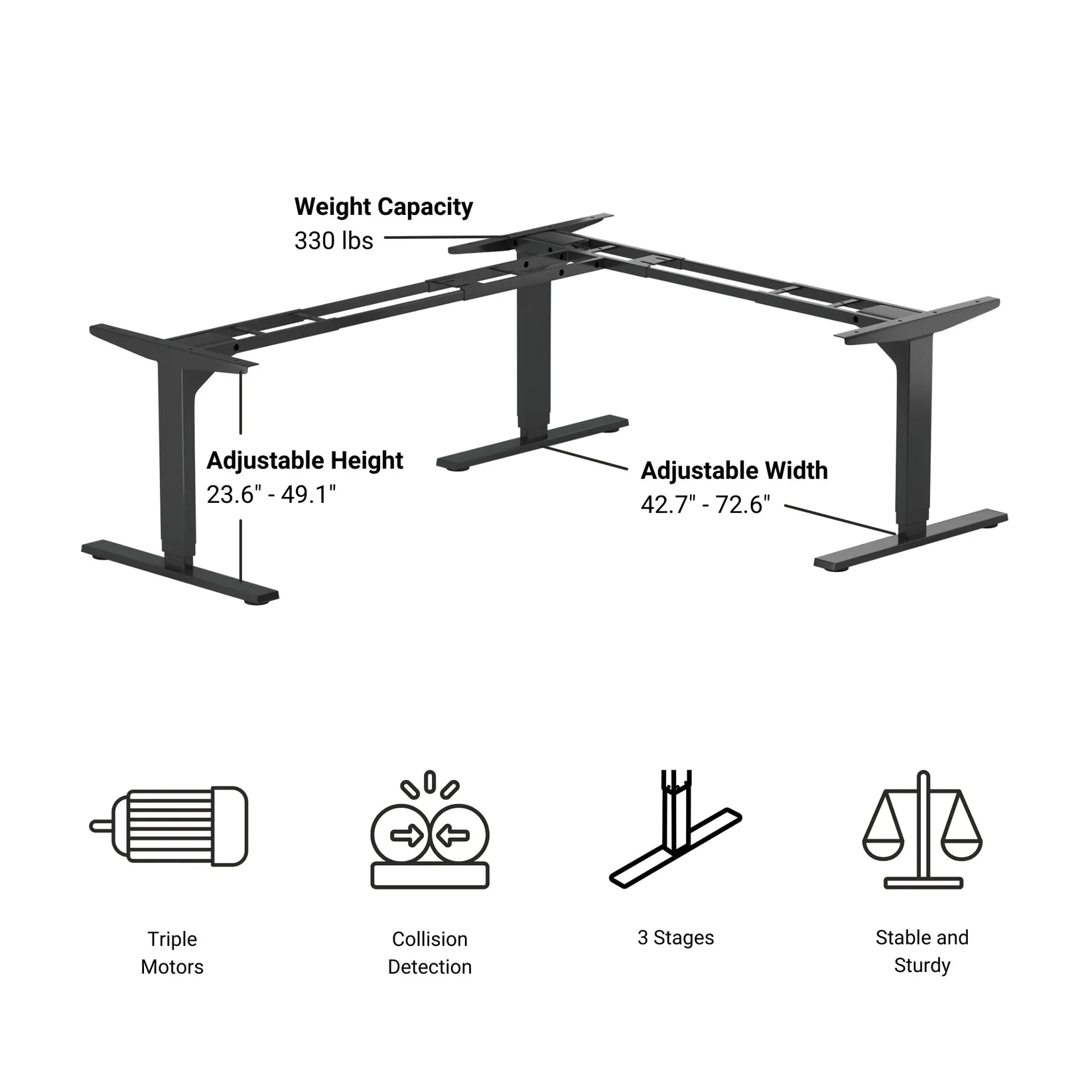 Corner Ryzer Frame-Triple Table Lift - 330 lbs - Various Colors
