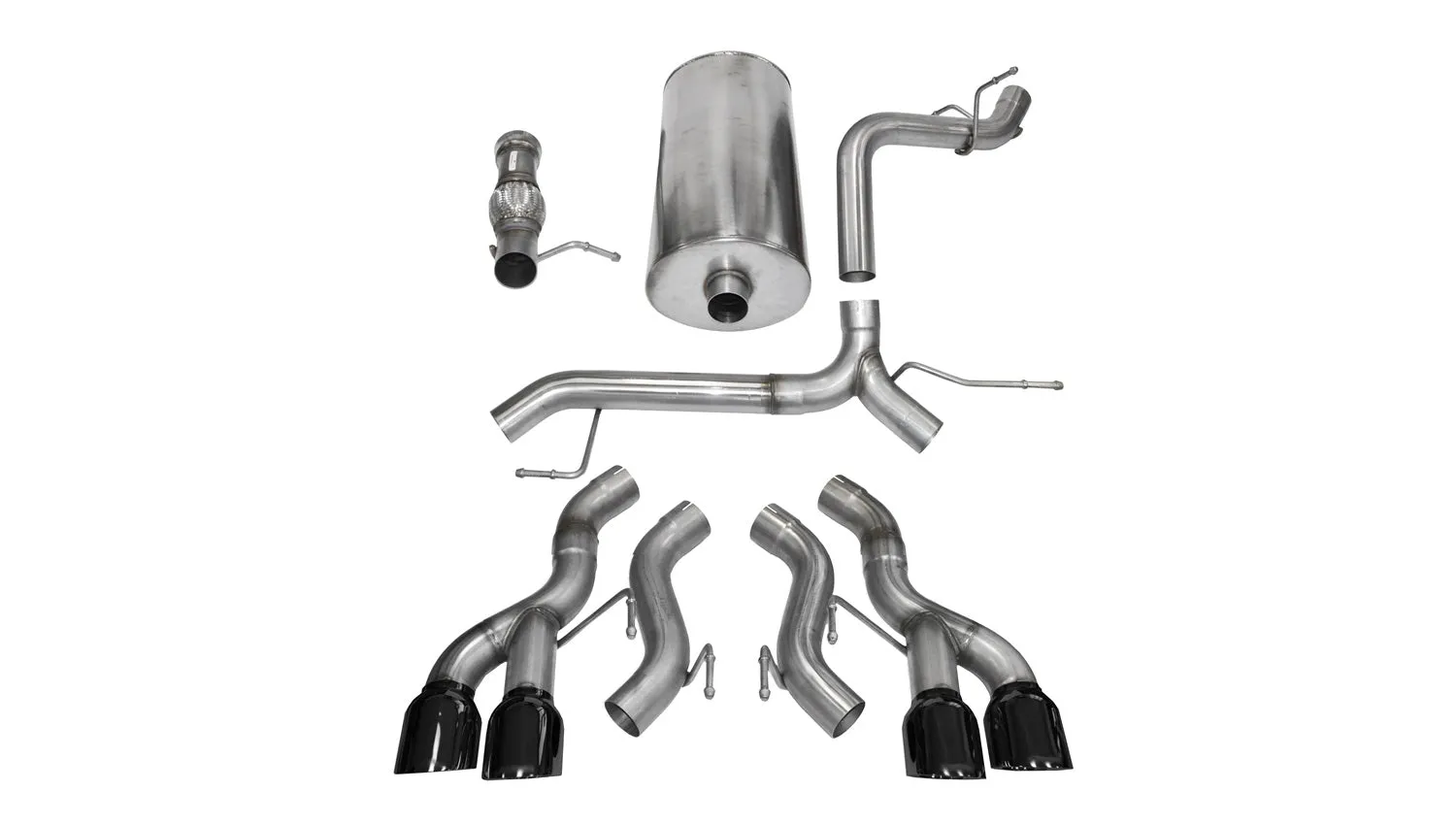Corsa Performance 14886BLK 3.0 Inch Cat-Back Sport Dual Rear Exit Exhaust 4.5 Inch Black Tips 12-14 Cadillac Escalade DUB 6.2L V8 Stainless Steel Corsa Performance