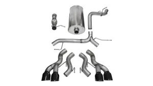 Corsa Performance 14886BLK 3.0 Inch Cat-Back Sport Dual Rear Exit Exhaust 4.5 Inch Black Tips 12-14 Cadillac Escalade DUB 6.2L V8 Stainless Steel Corsa Performance