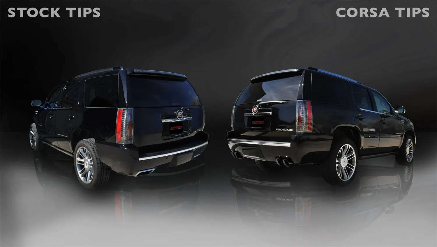 Corsa Performance 14886BLK 3.0 Inch Cat-Back Sport Dual Rear Exit Exhaust 4.5 Inch Black Tips 12-14 Cadillac Escalade DUB 6.2L V8 Stainless Steel Corsa Performance