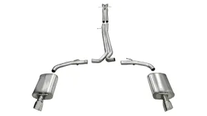 Corsa Sport Cat-Back Exhaust System - 2-1/2 in Diameter - 4 in Tips - Ford V6 - SHO - Ford Midsize Car 2010-14