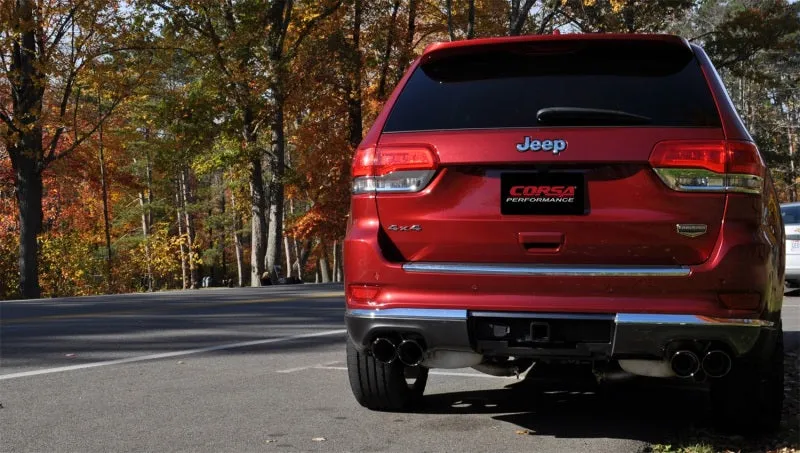 Corsa Sport Cat-Back Exhaust System - 2-1/2 in Diameter - Twin 4 in Dual Tips - Black Pro-Series Tips - 5.7 L - Mopar V8 - Summit Edition - Jeep Grand Cherokee 2014-21