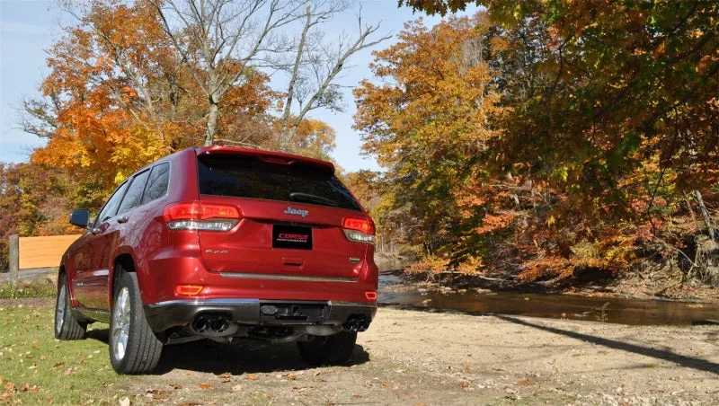 Corsa Sport Cat-Back Exhaust System - 2-1/2 in Diameter - Twin 4 in Dual Tips - Black Pro-Series Tips - 5.7 L - Mopar V8 - Summit Edition - Jeep Grand Cherokee 2014-21