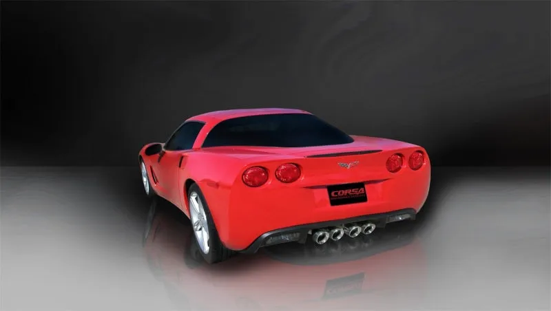 Corsa Xtreme Axle-Back Exhaust System - 2-1/2 in Diameter - Center Exit - Quad 3-1/2 in Polished Tips - Stainless - Chevy Corvette 2005-08