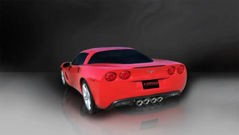 Corsa Xtreme Axle-Back Exhaust System - 2-1/2 in Diameter - Center Exit - Quad 3-1/2 in Polished Tips - Stainless - Chevy Corvette 2005-08