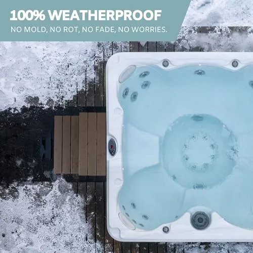 Denkoe Hot Tub Steps Wood Looking Plastic 100% Waterproof Spa Any Size
