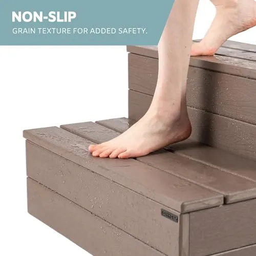 Denkoe Hot Tub Steps Wood Looking Plastic 100% Waterproof Spa Any Size