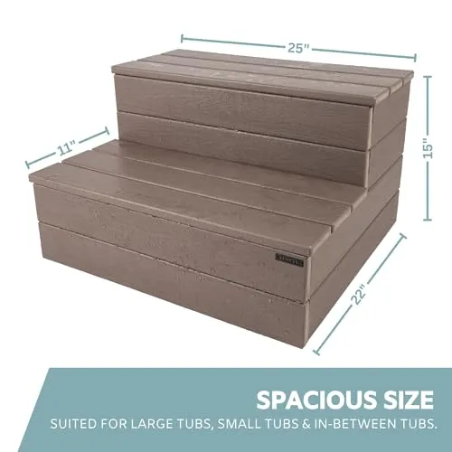 Denkoe Hot Tub Steps Wood Looking Plastic 100% Waterproof Spa Any Size