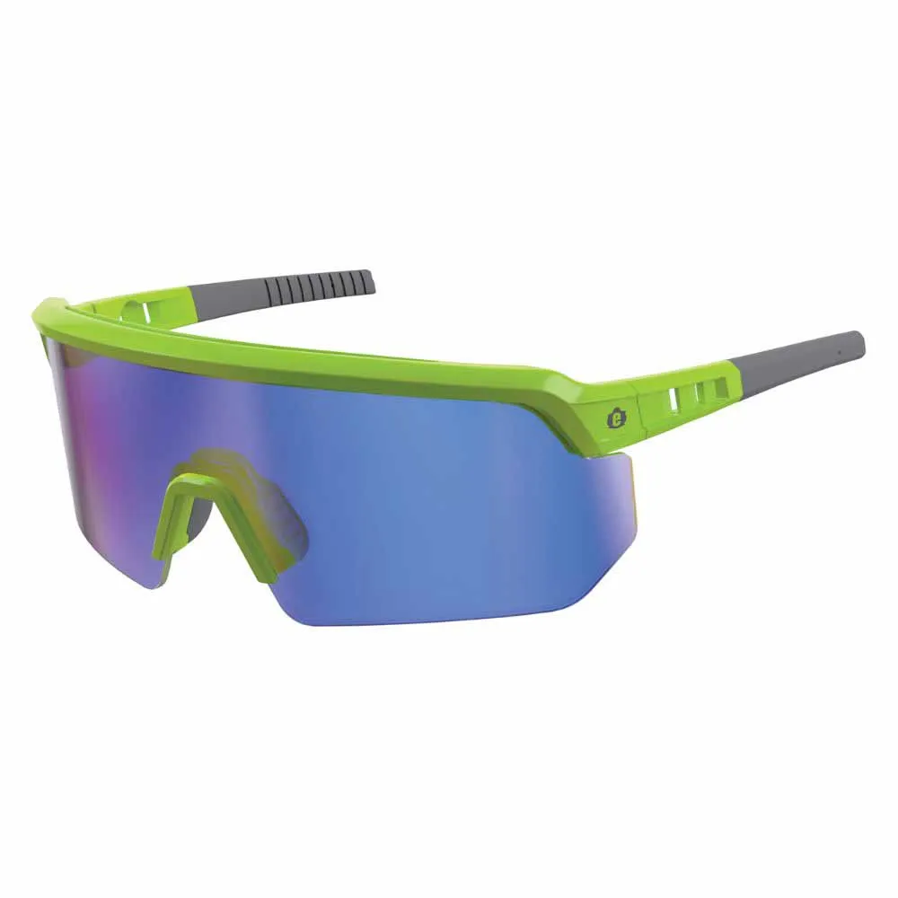 Ergodyne 55017 AEGIR-MI Lime Frame Blue Mirror Lens Safety Glasses