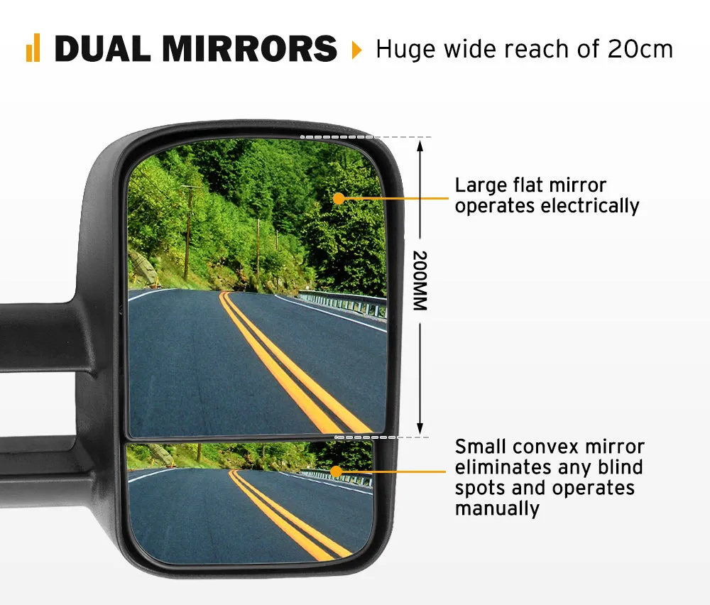 Extendable Towing Mirrors fit Nissan Patrol GU Y61 Cab Chassis 1997- 2016