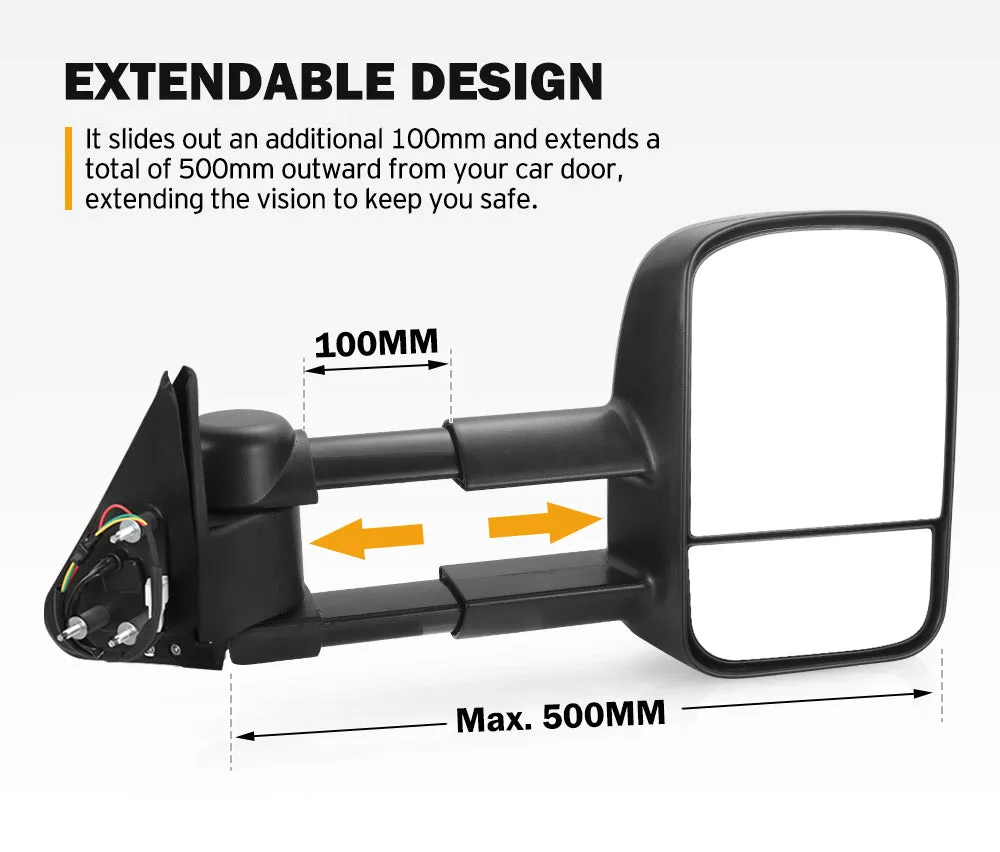 Extendable Towing Mirrors fit Nissan Patrol GU Y61 Cab Chassis 1997- 2016