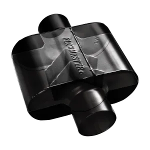 Flowmaster Super 10 Muffler - 2-1/2 in Centered Inlet - 2-1/2 in Offset Outlet - 6-1/2 x 4-1/4 x 9-3/4 in Oval Body - Black
