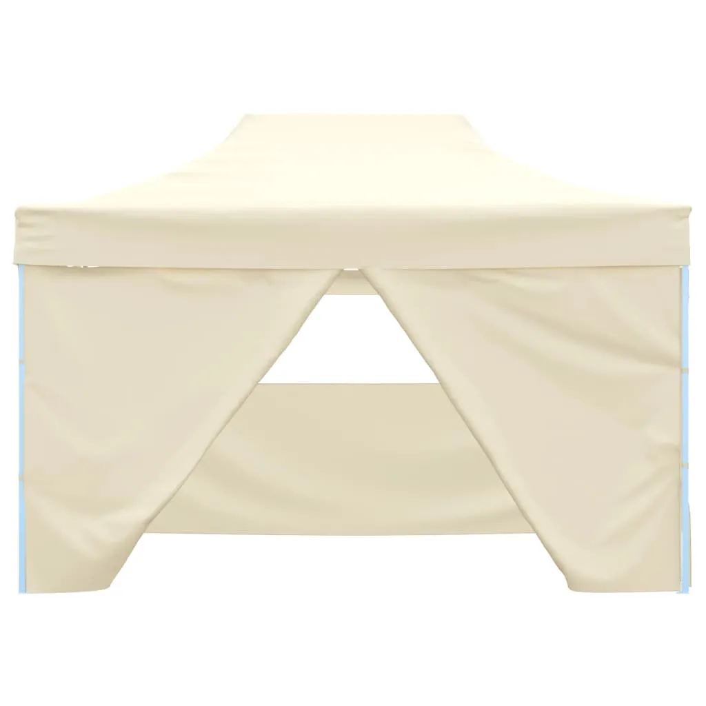 Foldable Tent Pop-Up with 4 Side Walls 3x4.5 m Cream White