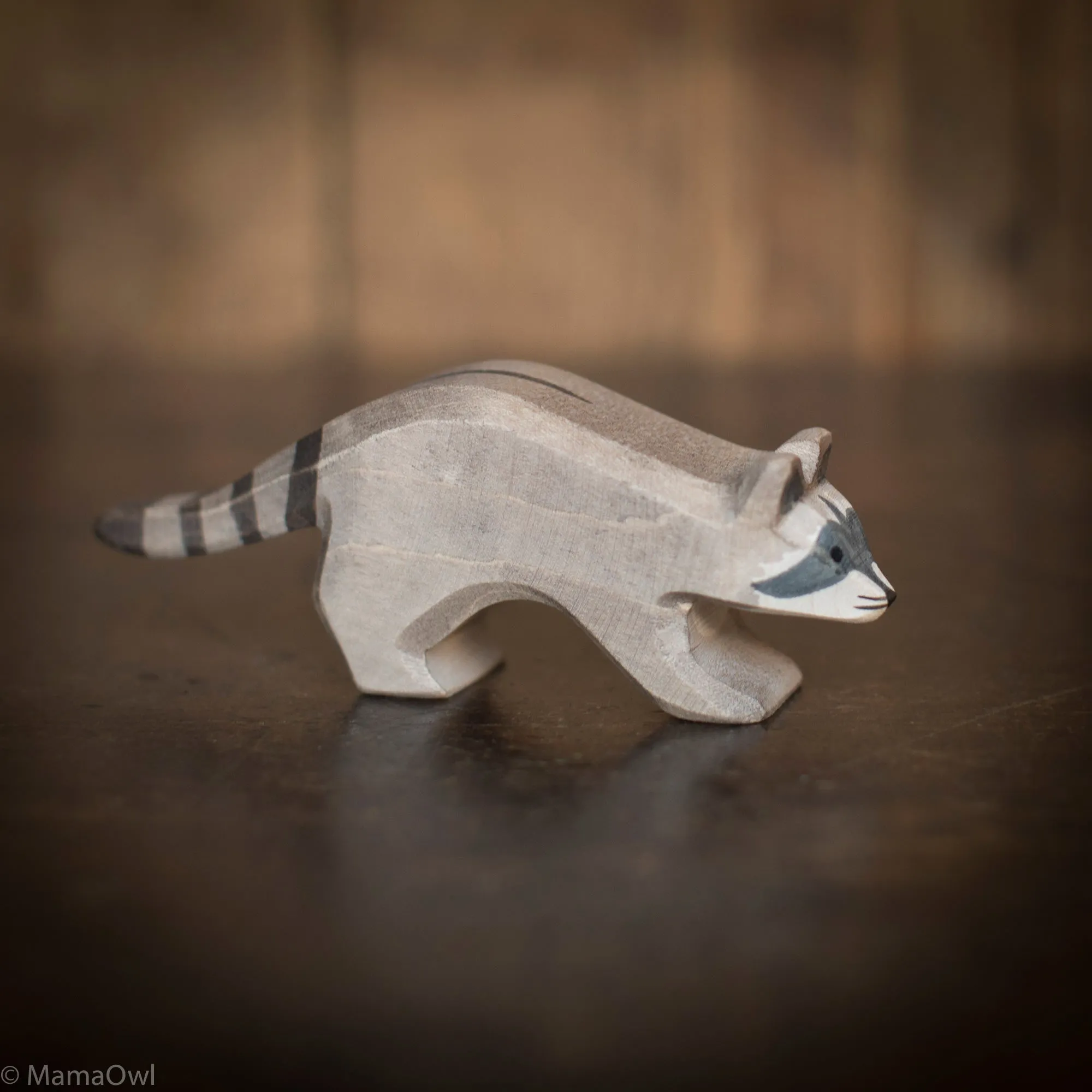 Handcrafted Wooden Standing Raccoon