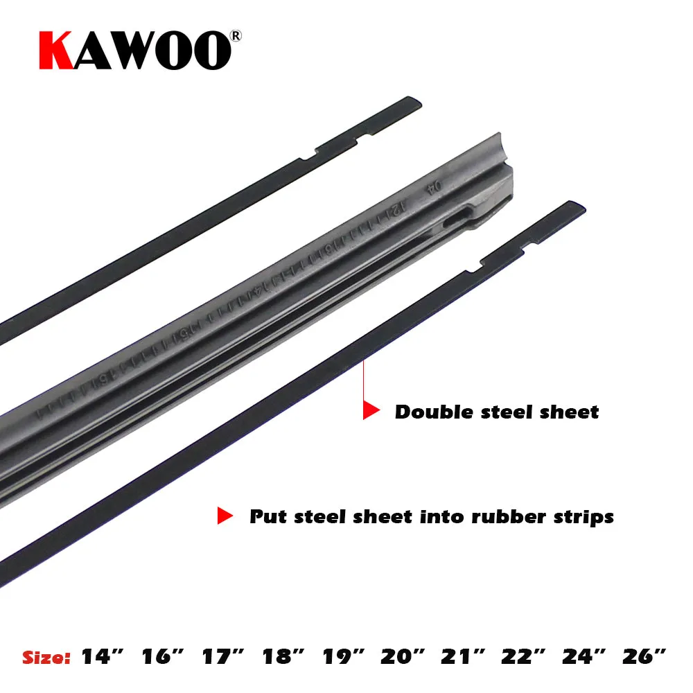 KAWOO Car Vehicle Insert Rubber strip Wiper Blade (Refill) 8mm Soft
