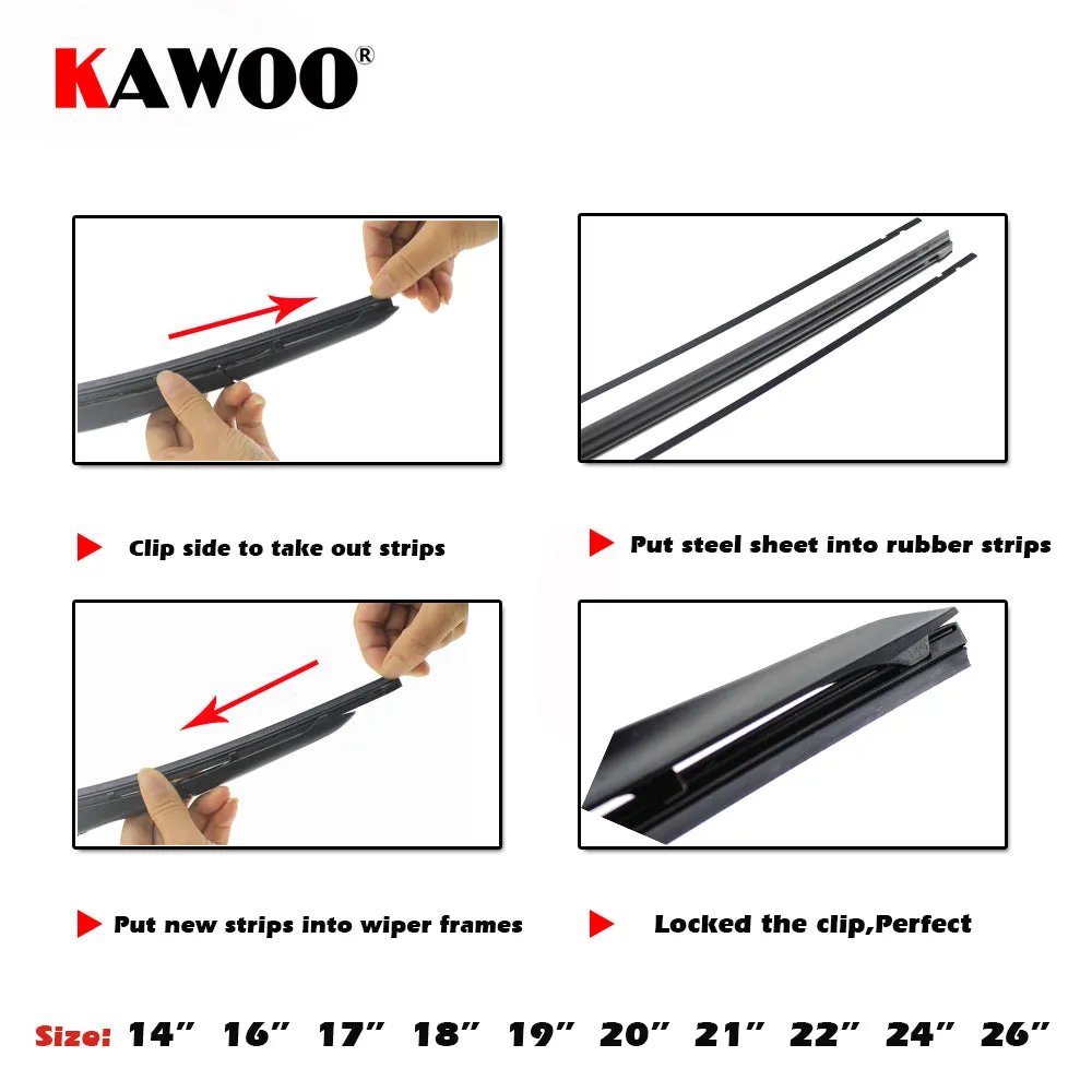 KAWOO Car Vehicle Insert Rubber strip Wiper Blade (Refill) 8mm Soft