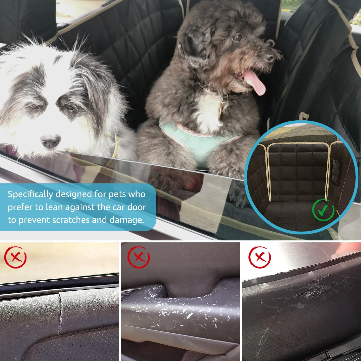 Lassie Dog Hammock for Car, Compatible with 2020-2023 Tesla Model Y Dog Seat Covers /2018-2023 Model 3,Dog Car Seat Cover for Back Seat with 4 Headrests, 100% Waterproof Pet Seat Protector for Dogs