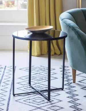 Mirrored Circular Side Table.