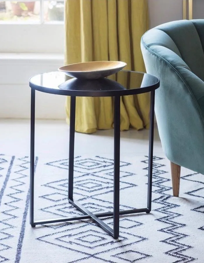 Mirrored Circular Side Table.