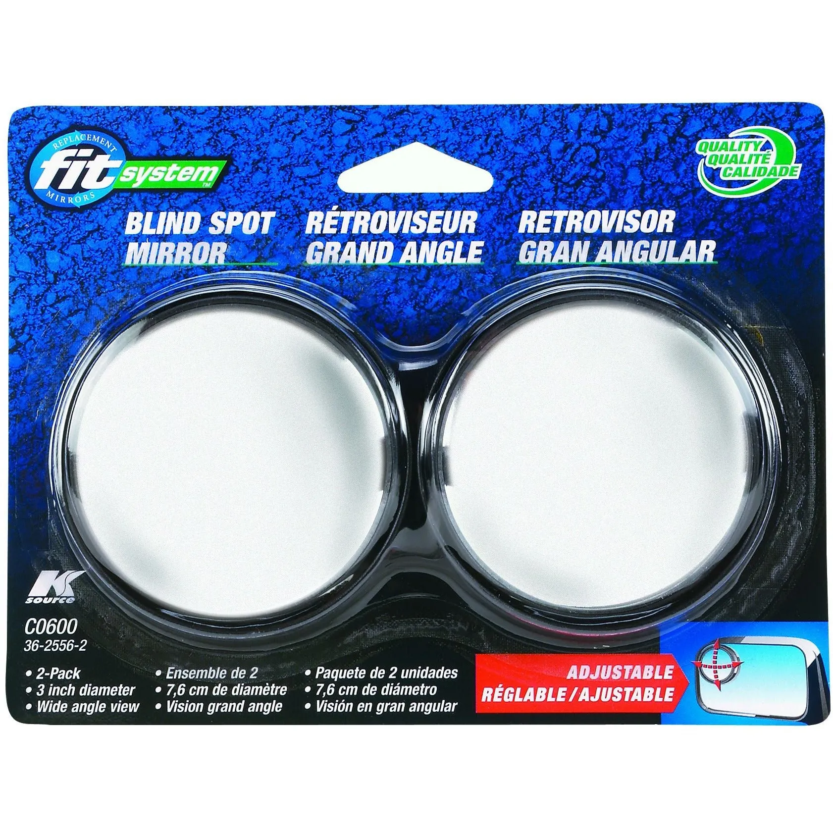 MRR C0600 K-Source Stick-On Blind Spot Mirror (Round, 3", 2 pk)