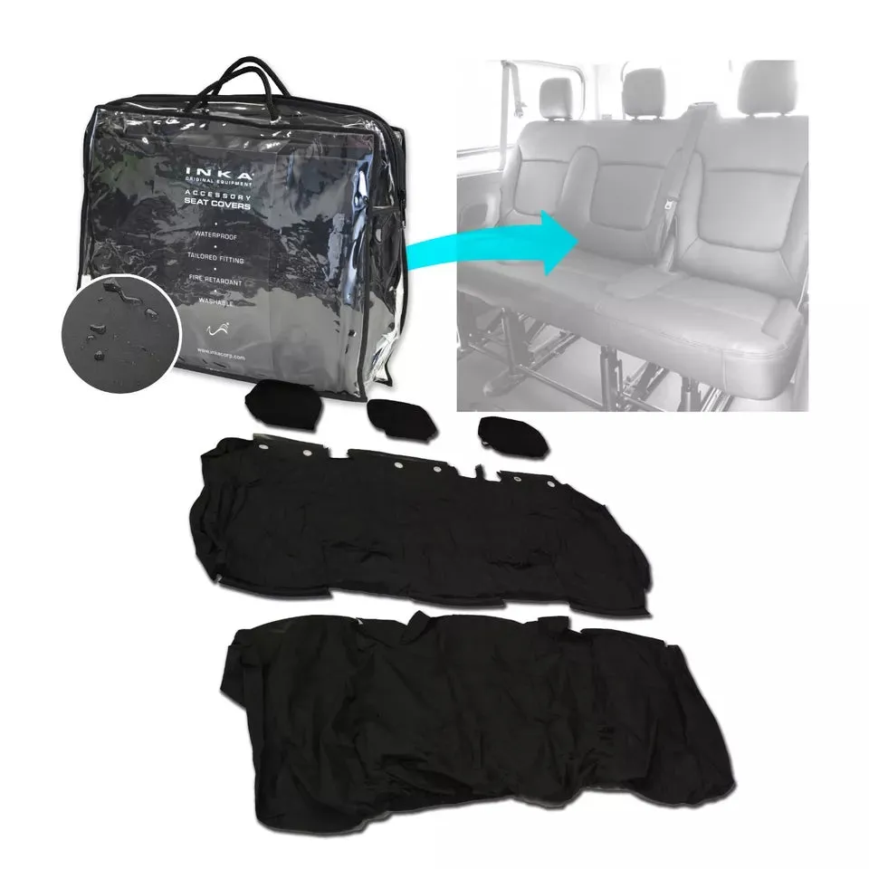 Nissan Primastar 3rd Row Triple Tailored Waterproof Seat Covers Black MY 22 