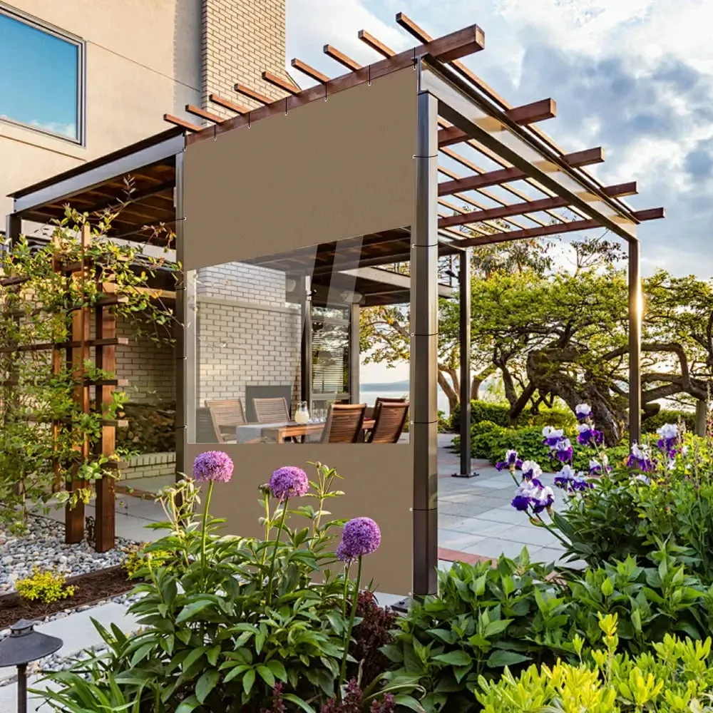 Outdoor Curtains with Clear PVC Panels