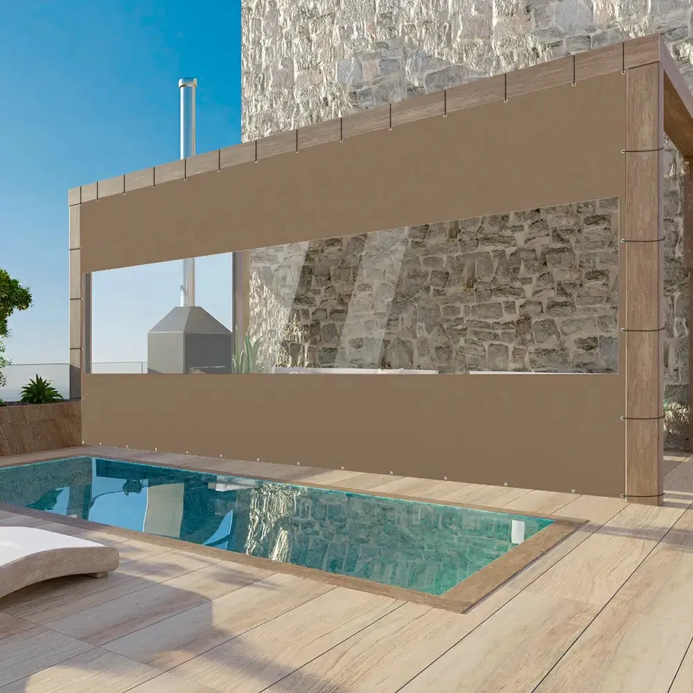 Outdoor Curtains with Clear PVC Panels