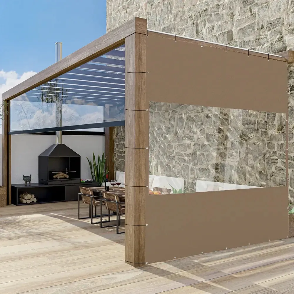 Outdoor Curtains with Clear PVC Panels
