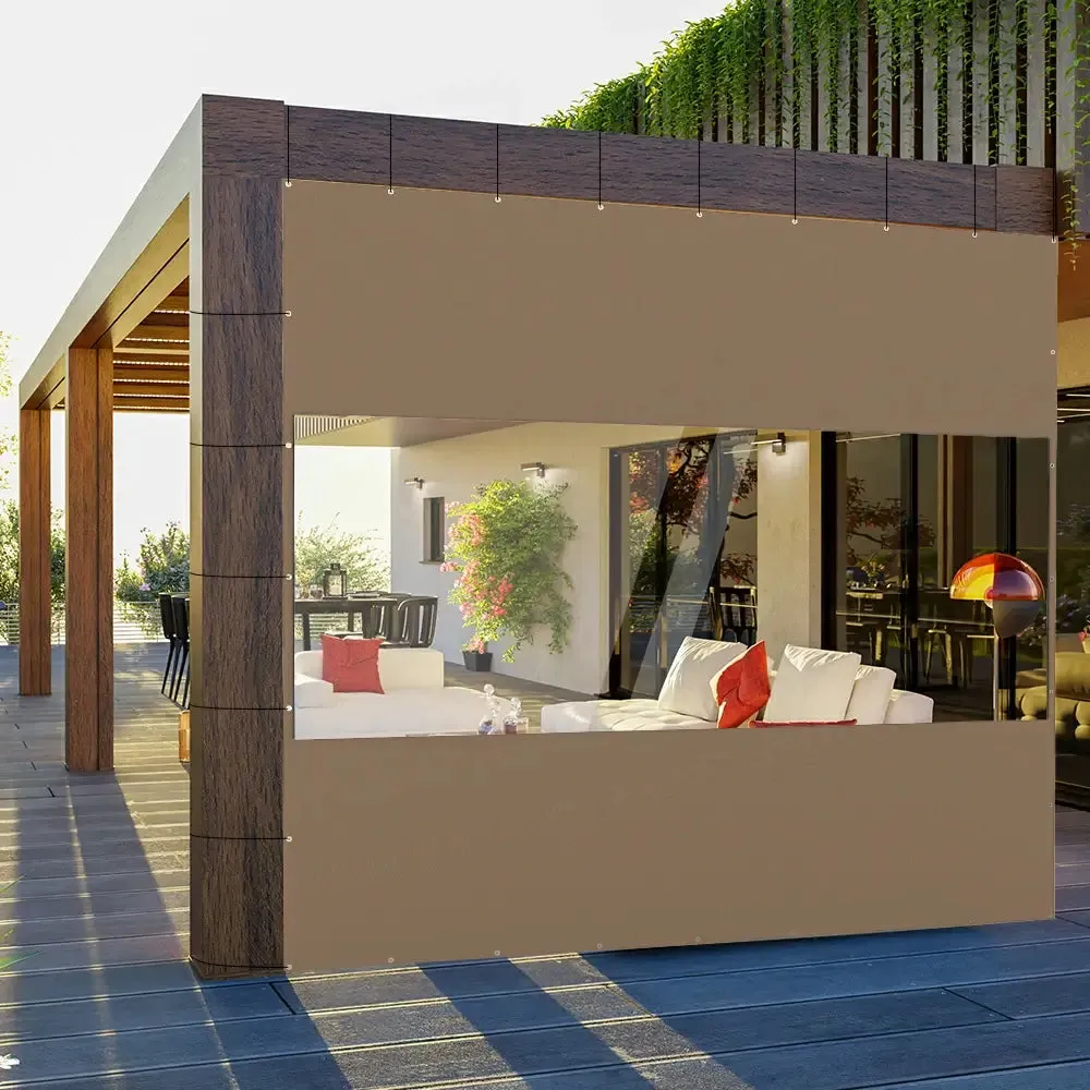 Outdoor Curtains with Clear PVC Panels