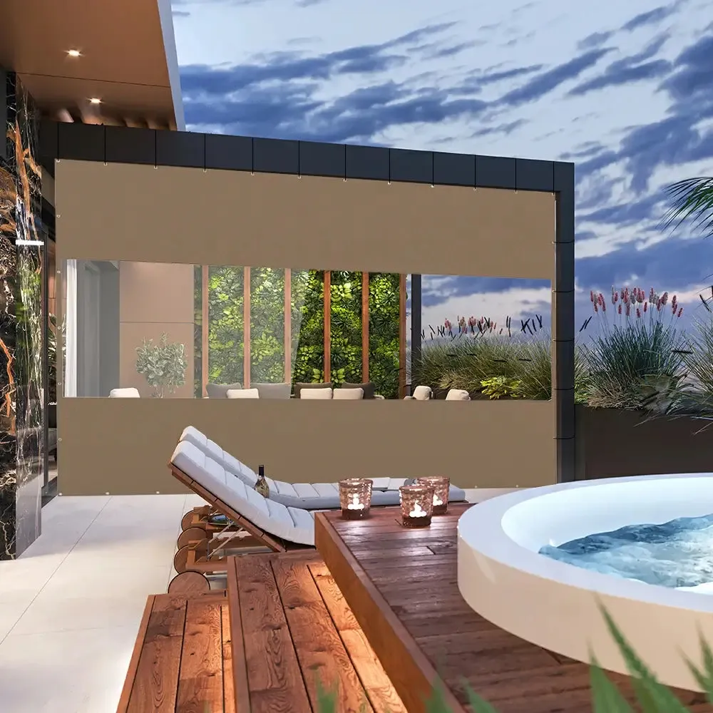 Outdoor Curtains with Clear PVC Panels