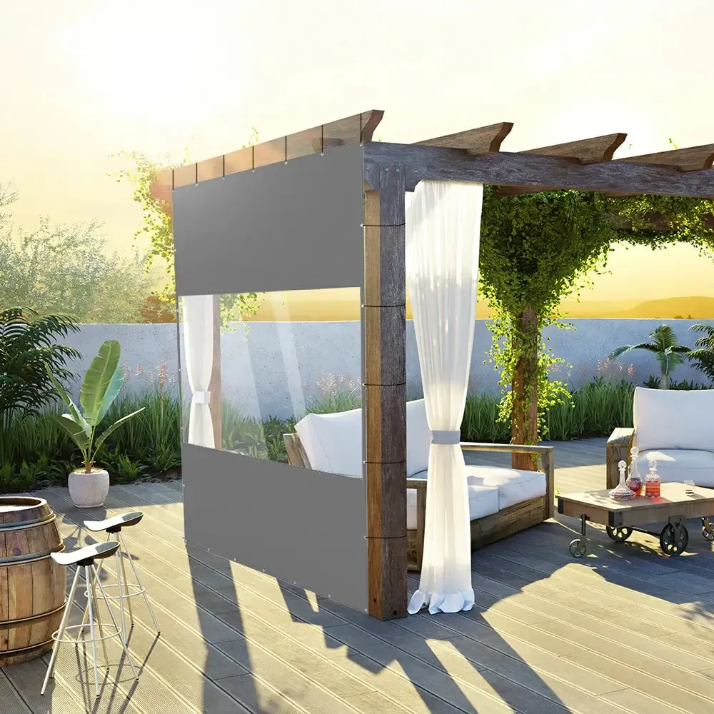 Outdoor Curtains with Clear PVC Panels