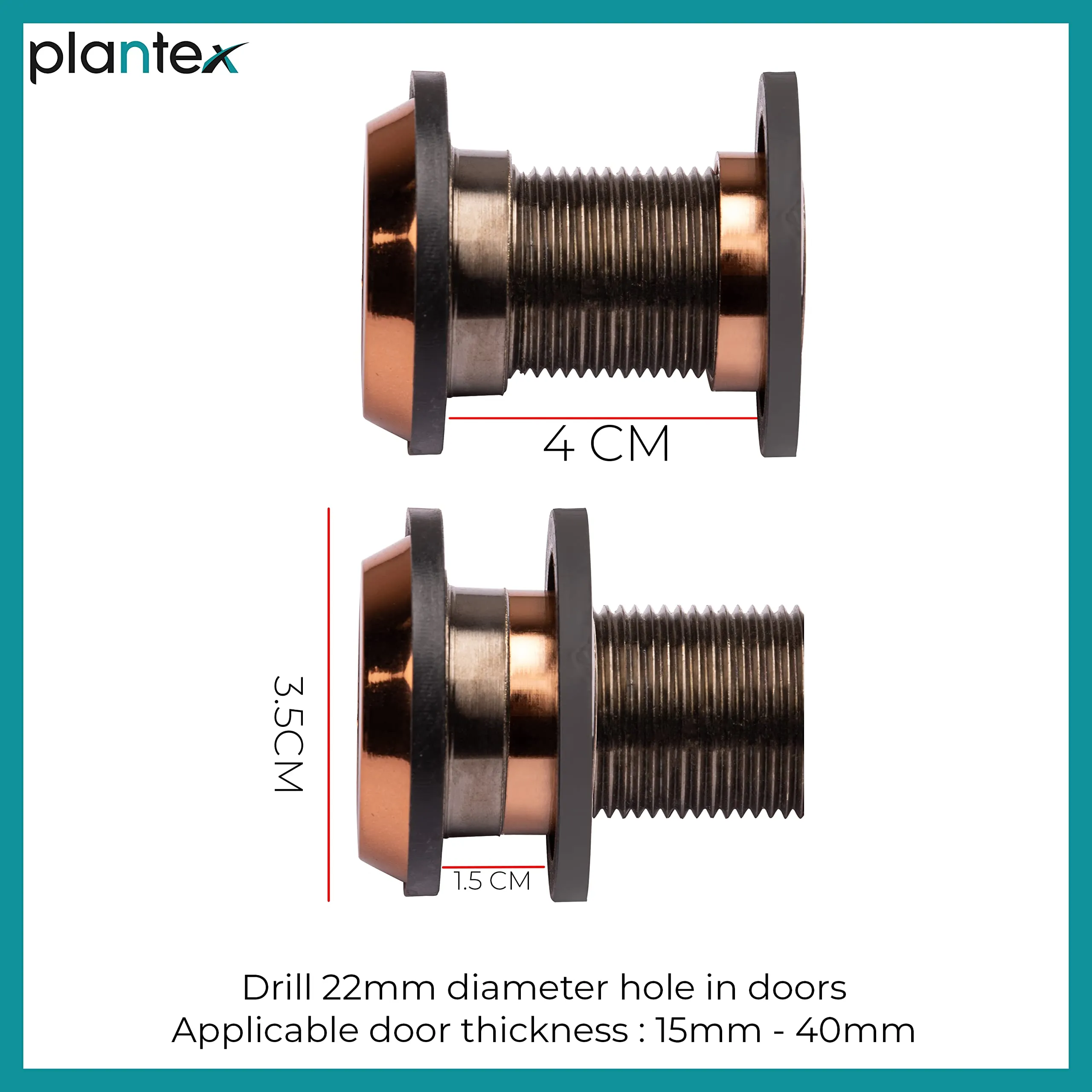 Plantex Door Eye viewer with 200 Degree Wide View for Peephole - Rose Gold (Pack of 2)