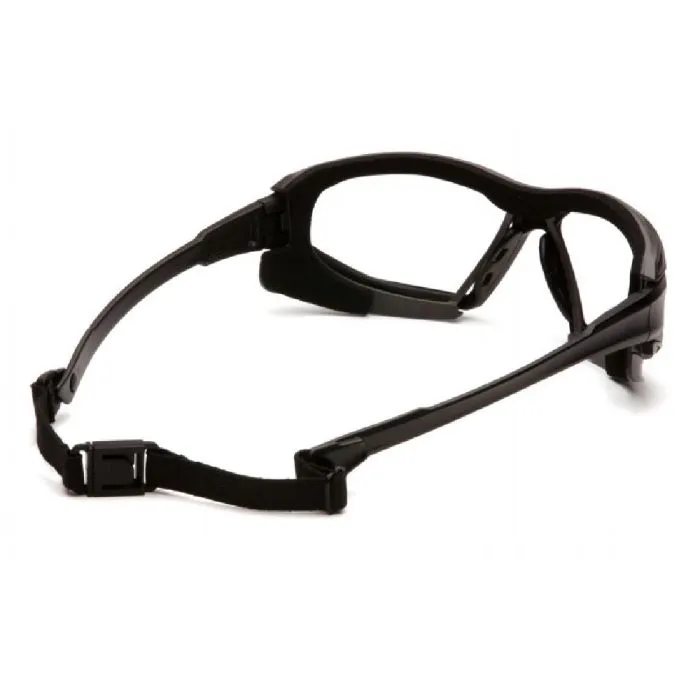 Pyramex SBG5010DT Highlander Plus Foam Padded Sealed Glasses, Black/Gray Frame, Clear H2X Anti-Fog Lens, 1 Each