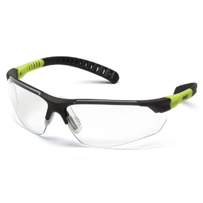 Pyramex SGL10110DTM Sitecore Half Frame Glasses, Gray/Lime Frame, Clear H2Max Anti-Fog Lens, 1 Each