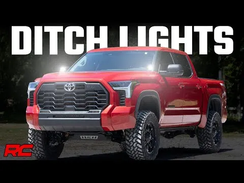 Rough Country Toyota Tundra 2022-2023 LED Light | Ditch Mount | 2" Black Pair | Amber DRL