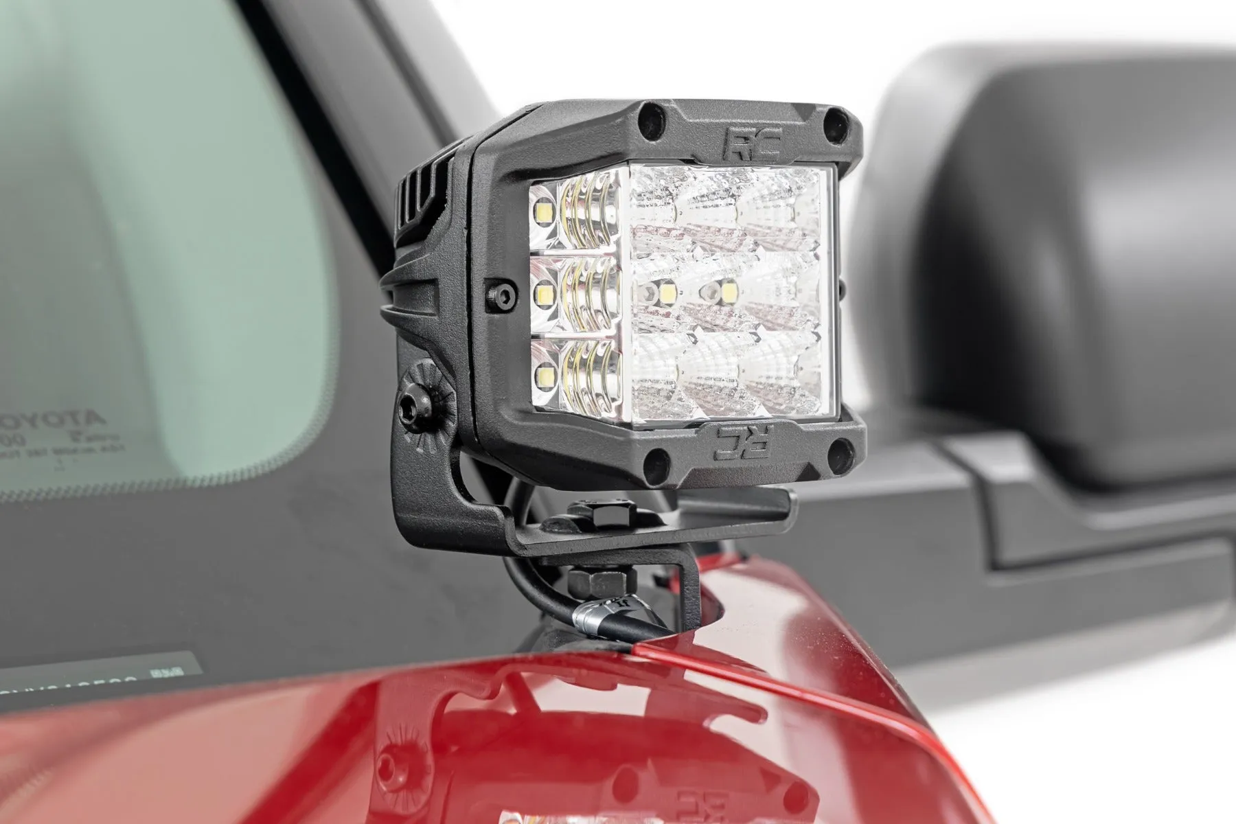 Rough Country Toyota Tundra 2022-2023 LED Light | Ditch Mount | 2" Black Pair | Amber DRL