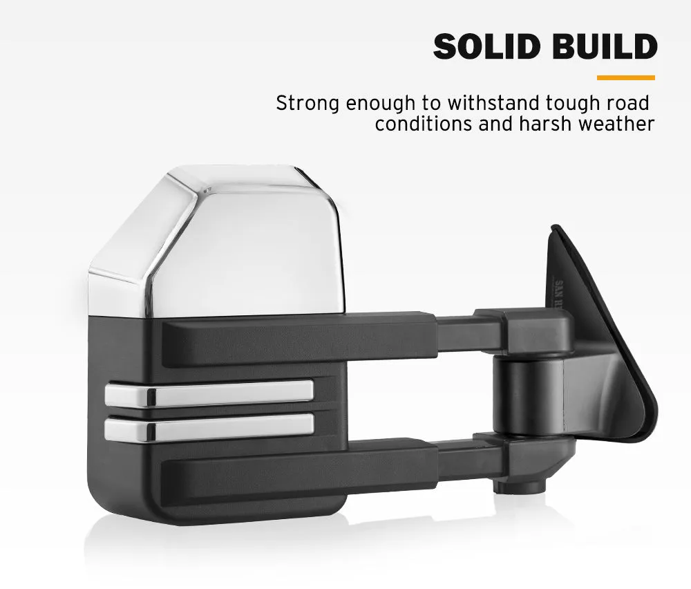 San Hima Extendable Towing Mirrors fit NISSAN PATROL GU/Y61 1997-2016 Silver