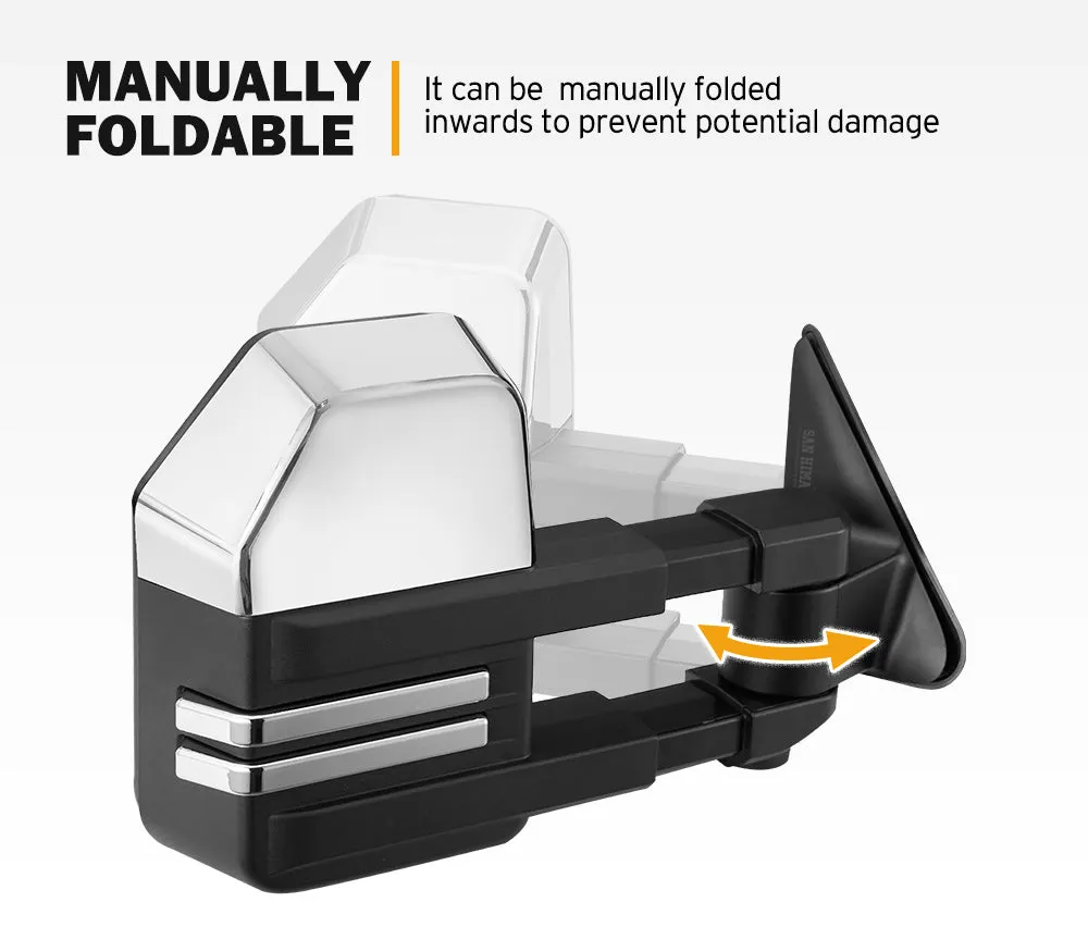 San Hima Extendable Towing Mirrors fit NISSAN PATROL GU/Y61 1997-2016 Silver
