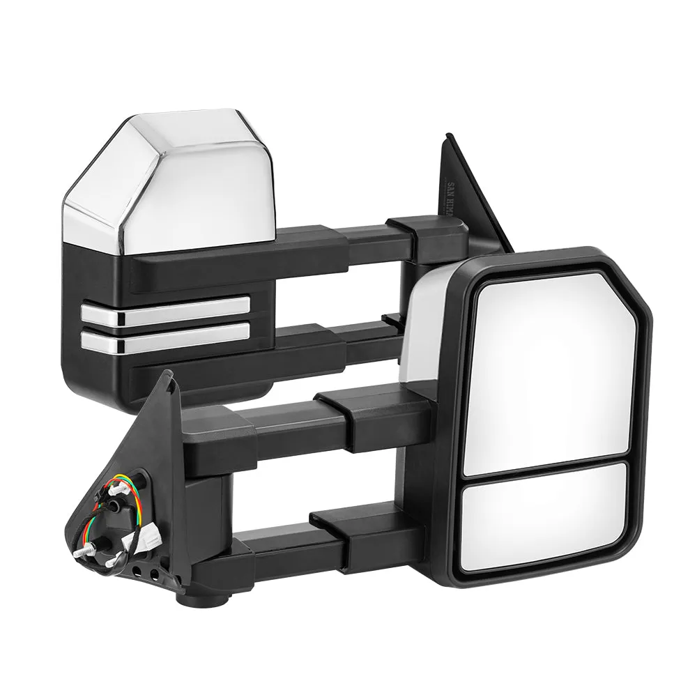 San Hima Extendable Towing Mirrors fit NISSAN PATROL GU/Y61 1997-2016 Silver