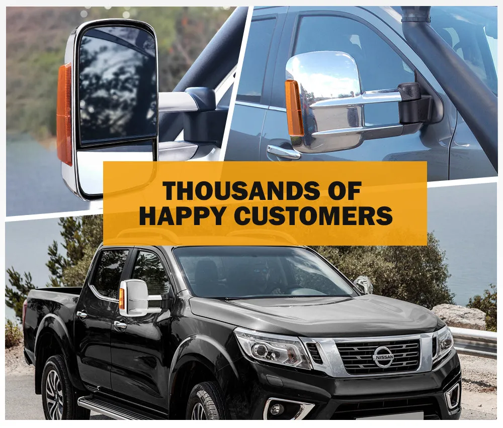 San Hima Extendable Towing Mirrors For Nissan Navara D23 2015-On Chrome
